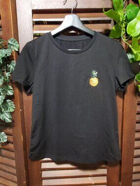 Black Pineapple Embroidered Tee